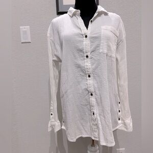 Prana White Casual Button Down Shirt